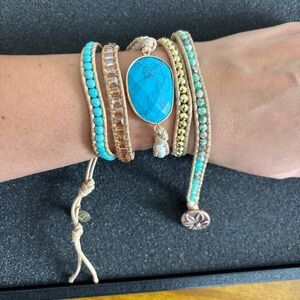 Dylan Jewelry Summer Wrap Bracelet Turquoise Color Stone Vegan Leather NWT